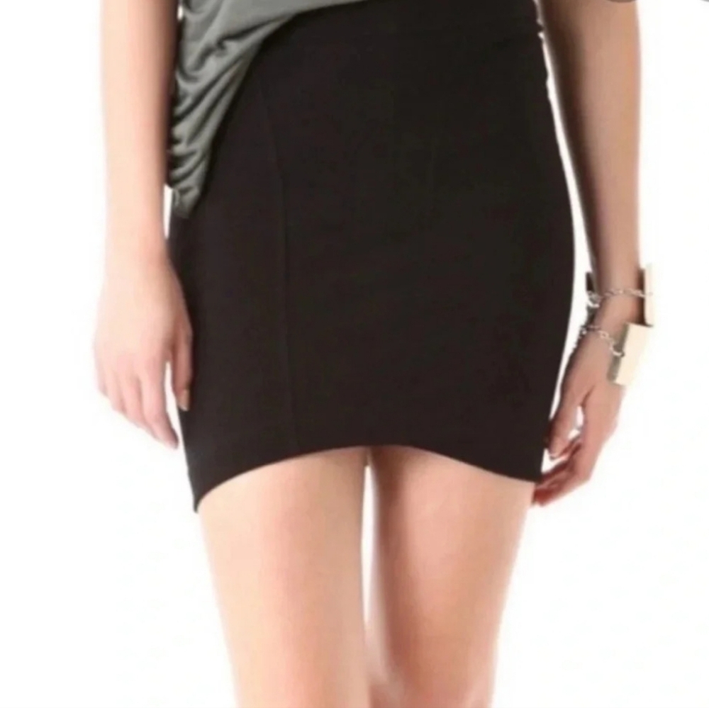 Helmut Lang Mini Black Tube Skirt Spandex Zip Back Small Stretchy Bodycon